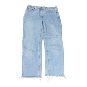 Top Shop 28/30 Straight Light Wash Raw Hem Denim Jeans